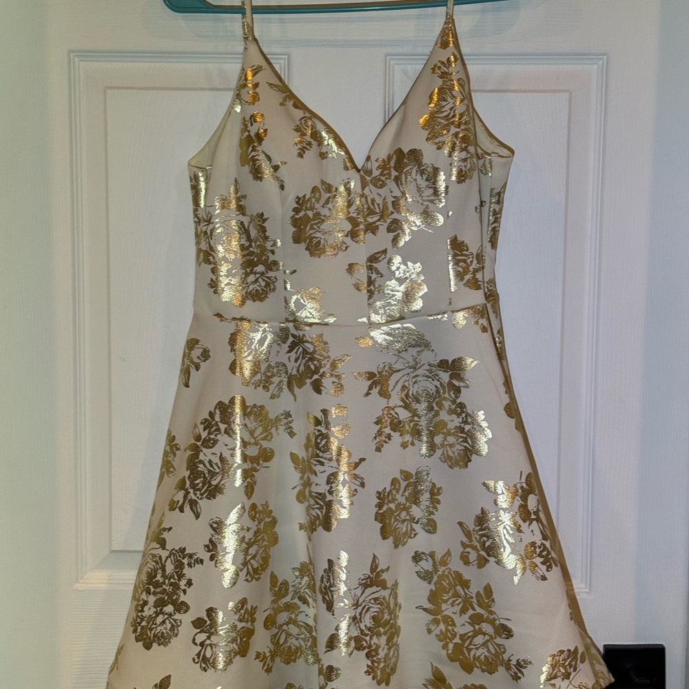 B Darlin Gold and White Dress